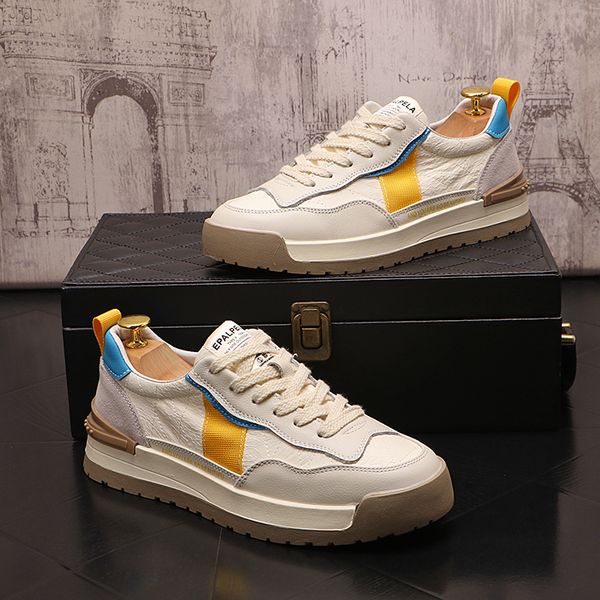 

italian style lace up dress wedding shoes breathable white sports casual sneakers autumn round toe leisure business driving walking loafers, Black