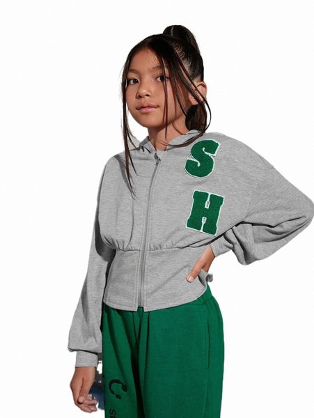 

others apparel girls letter graphic drop shoulder hoodie l9gj#, Black;white