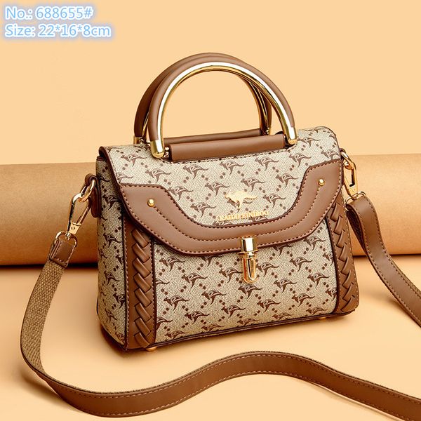 

wholesale brand ladies shoulder bags 8 colors classic printed messenger bag simple leathers mobile phone coin purse handbag two-story leathe