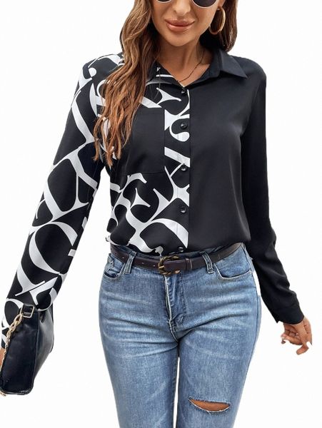 

women's blouses & shirts letter graphic button front shirt u8w4#, White