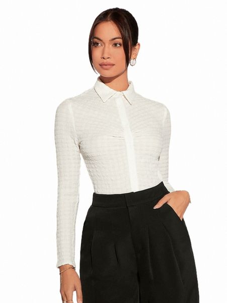 

women's blouses & shirts solid button front shirt r9q9#, White