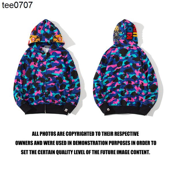 

2022 apes designer hoodies galaxy roaming story camouflage tiger head embroidery hooded zipper sweater, Black