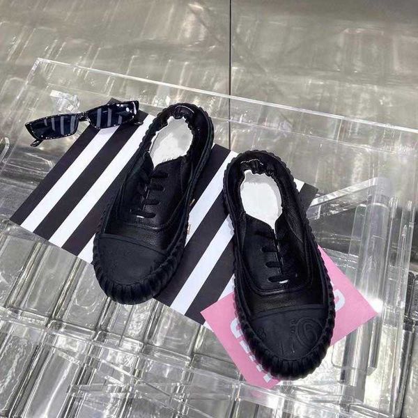 

flat casual cookie shoes for ladies designer stretch round toe lace up genuine leatehr single shoes women spring/autum solid color 2022 1top, Black