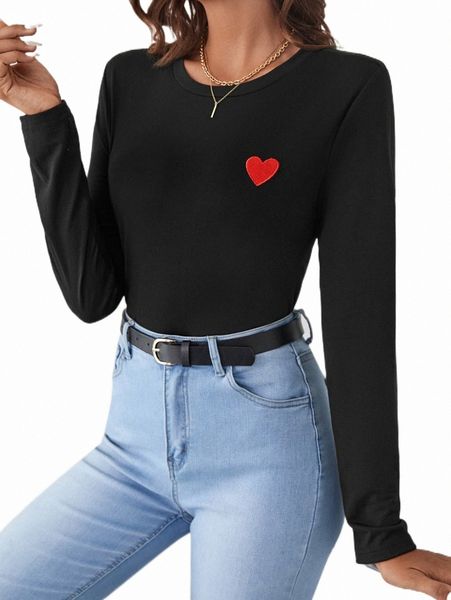 

women's t-shirt heart print round neck tee 2022 new 057r#, White