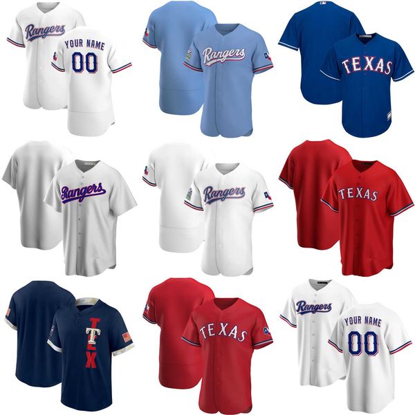 

2022 baseball jerseys custom jersey texas''rangers''mens women youth 13 joey gallo 12 rougned odor 21 david dahl 34 nola, Blue;black
