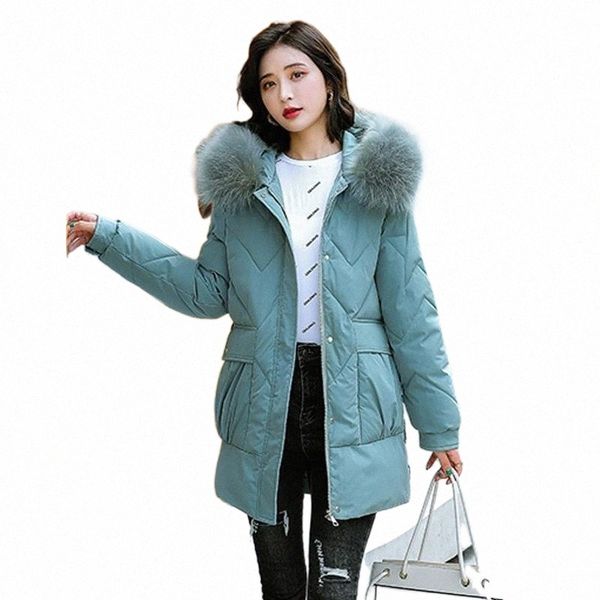 

women's down & parkas women's down & parkas solid winter thick casual fur collar hooded zipper cotton jacket for ladies warm quilt, Black
