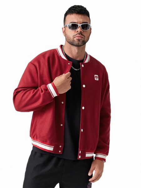 

men's jackets extended sizes men heart embroidered striped trim tweed bomber jacket p4l3#, Black;brown