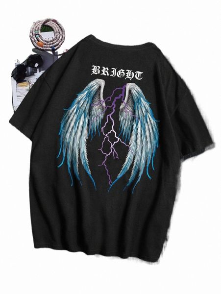 

men's t-shirts romwe guys wings print tee 2022 new l1r0#, White;black