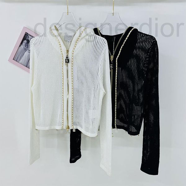 

women's knits & tees designer autumn xiaoxiang thin air conditioning shirt hooded sweater temperament pure color cardigan coat sweater, White