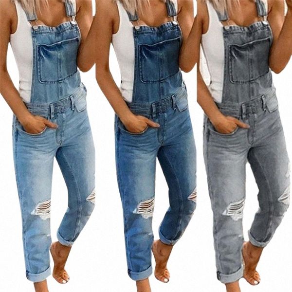 

women's jumpsuits & rompers women suspender pants ripped jeans backless loose casual wear pockets crimping leg opening trousers women&#, Black;white