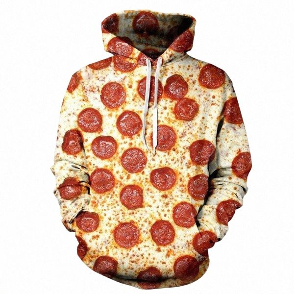 

women's hoodies & sweatshirts women's hoodies & sweatshirts wholesale- harajuku fashion casual 3d sweatshirt cheese sausage pizza, Black