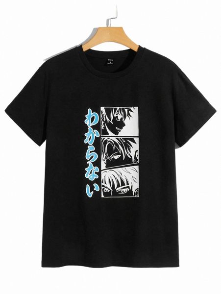 

men's t-shirts men japanese letter & figure graphic tee l0zl#, White;black