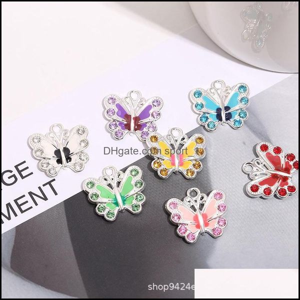 

charms 7colors enamel butterfly rhinestone charms 56pcs/lot 22x35 mm heart floating lobster clasps charm for glass living memo sport1 dh7kv, Bronze;silver