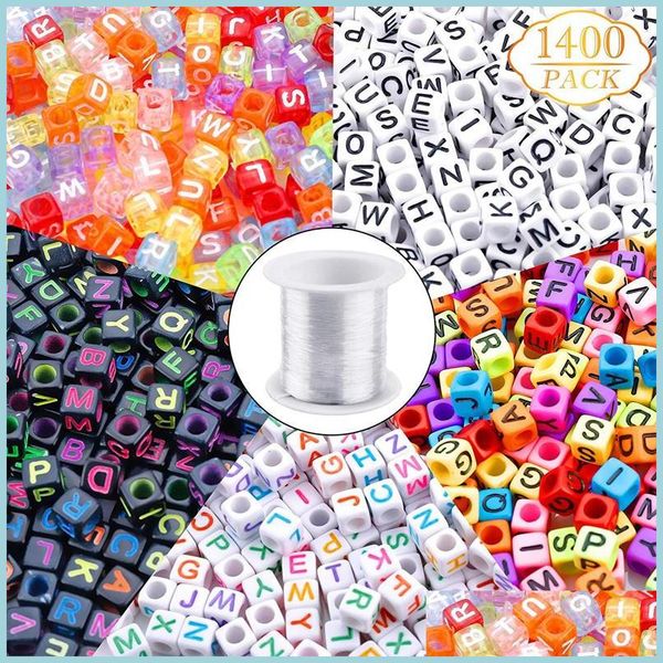 

acrylic plastic lucite 1400pcs letter loose beads acrylic alphabet bead kit with elastic string for diy jewelry making carshop2006 dhdel, Black