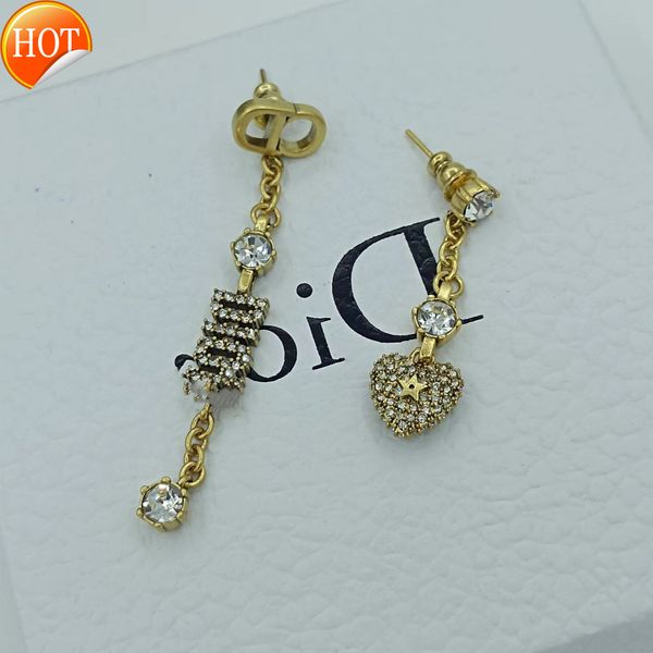 

d family di earrings new asymmetric heart-shaped letter women's high-quality cd factory direct sale, Golden