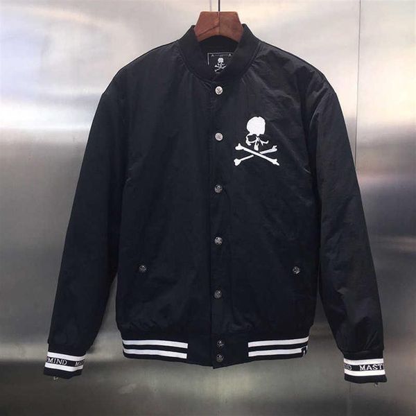 

winter jacket men mastermind japan button jackets men women embroidery skulls stand collar jacket thick coats t191024288c, Black;brown