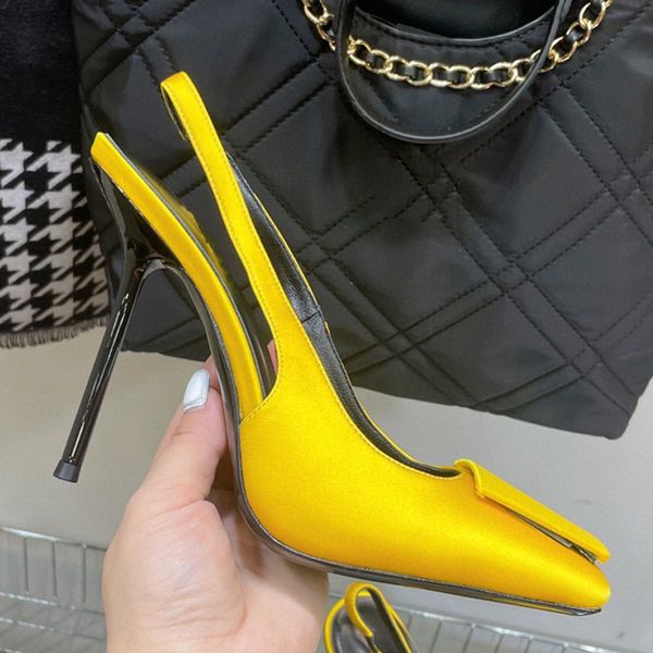 

women ladies leather super dress shoes 11.5cm pointed toe high heel pumps silk satin buckle polyurethane bottom dance party wedding buckle m, Black