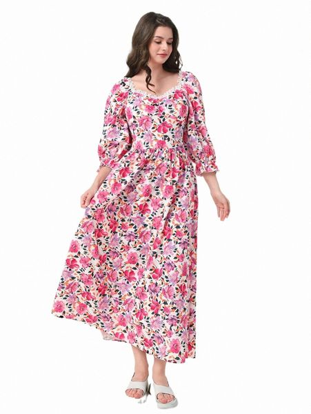 

casual dresses flounce sleeve lace trim floral print dress u3vg#, Black;gray