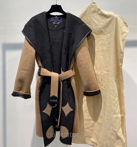 

l women's jacket woolen overcoat long sleeve ladies outerwear coats winter hooded thick coat casual loose warm waterproof greatcoat, Blue;black