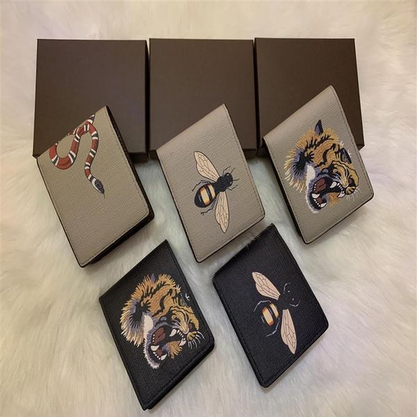 

designer men animal short wallet leather black snake tiger bee wallets women long style purse card holders with gift box180t, Red;black