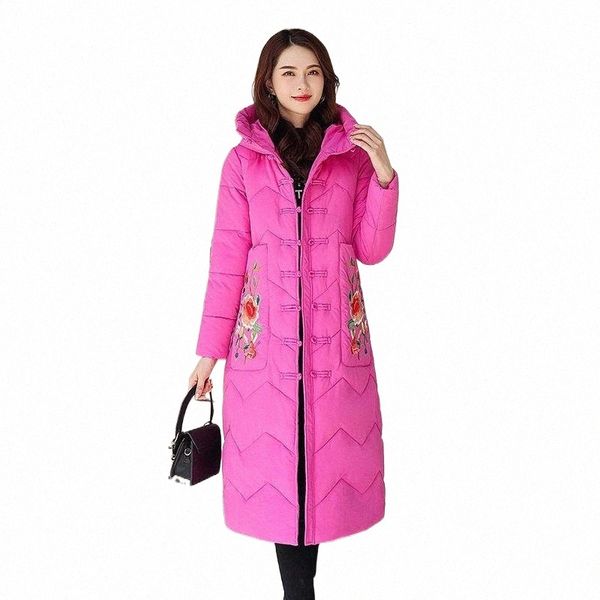 

women's down & parkas women's down & parkas 2021 winter ethnic style retro embroidery ladies cotton-padded jacket large size disc, Black