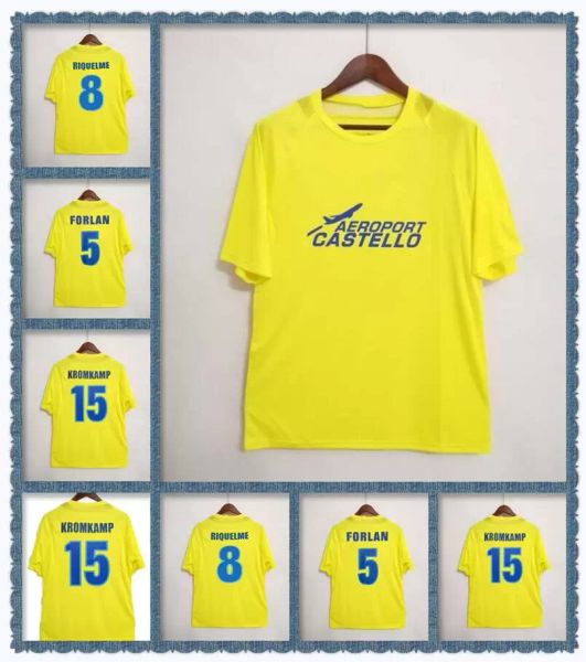 

soccer 2005 2006 camiseta retro villarreal soccer jerseys 05 06 home kromkamp riquelme roman forlan carzola football shirt jerseys, Black;yellow