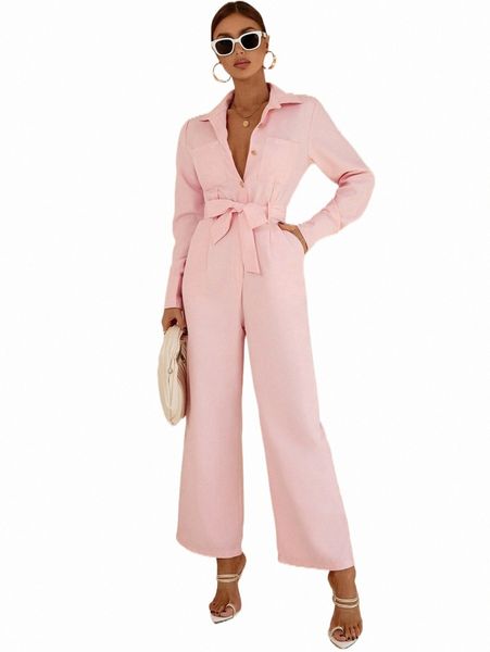 

women's jumpsuits & rompers dual pocket belted jumpsuit 54ew#, Black;white