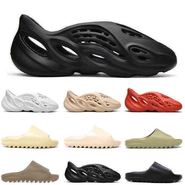 

slipper yeesys kanyes fashion slides factory with tag foam runners men women flip flops sandals desert sand bone resin beige earth brown, Black