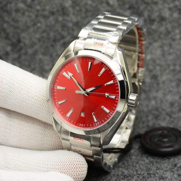 

aqua terra ryder cup watch red dial 42mm automatic mechanical stainless steel glass back sports sea mens watches, Slivery;brown