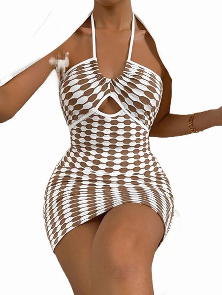 

casual dresses colorblock cut out halter bodycon dress h2np#, Black;gray