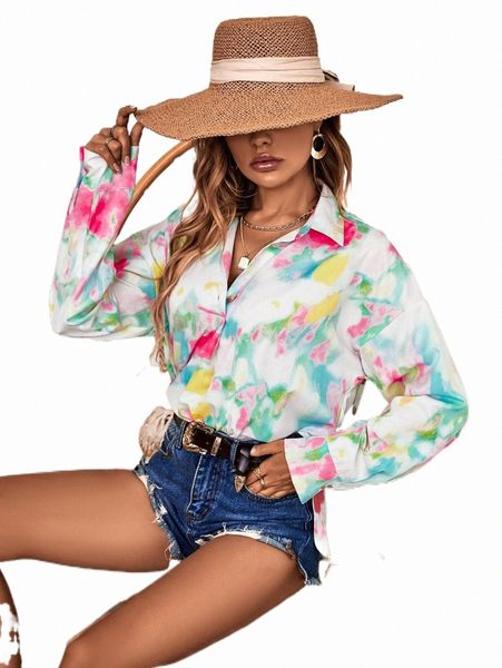 

women's blouses & shirts tie dye shirt 2022 new b5w0#, White
