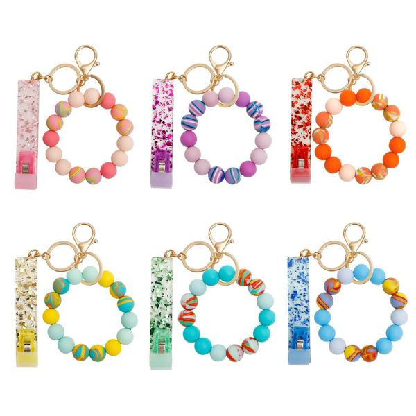 

keychains sile beads bracelets keychain never lost key ring gifts for mama grandma sisters friendship gift no touching clip design dr dh9ee, Silver
