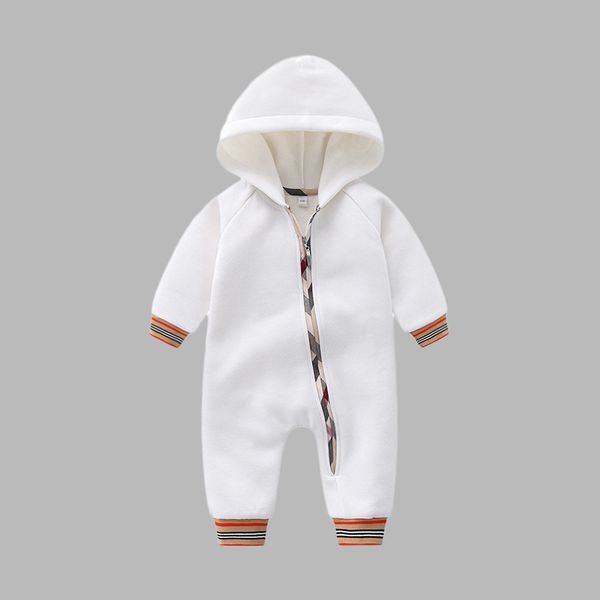 

kids designer rompers autumn winter newborn fleece thickening sweater baby boy girl long sleeve cotton clothes hooded jumpsuits, Blue