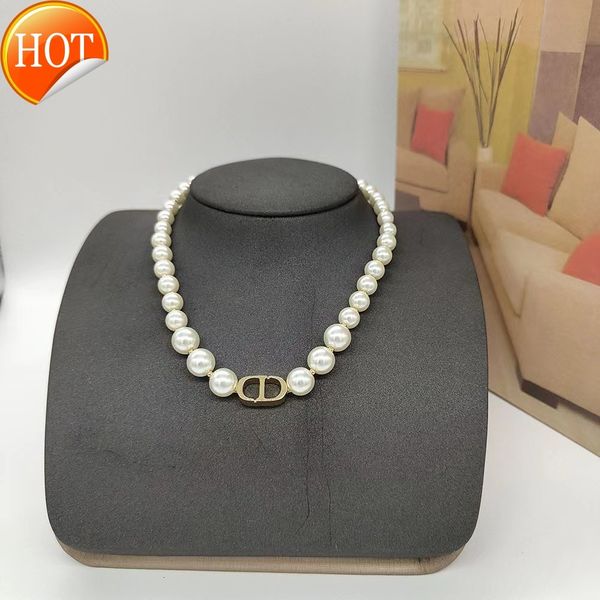 

dijia necklace new elegant decoration cd letter all pearl female clavicle neck chain factory direct sale, Black