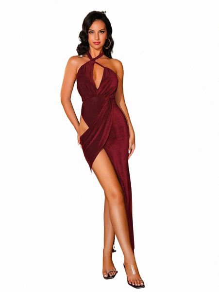 

casual dresses double crazy tie backless wrap hem halter dress j0hz#, Black;gray