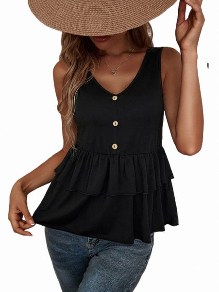 

women's tanks & camis fake button layered hem tank 998x#, White