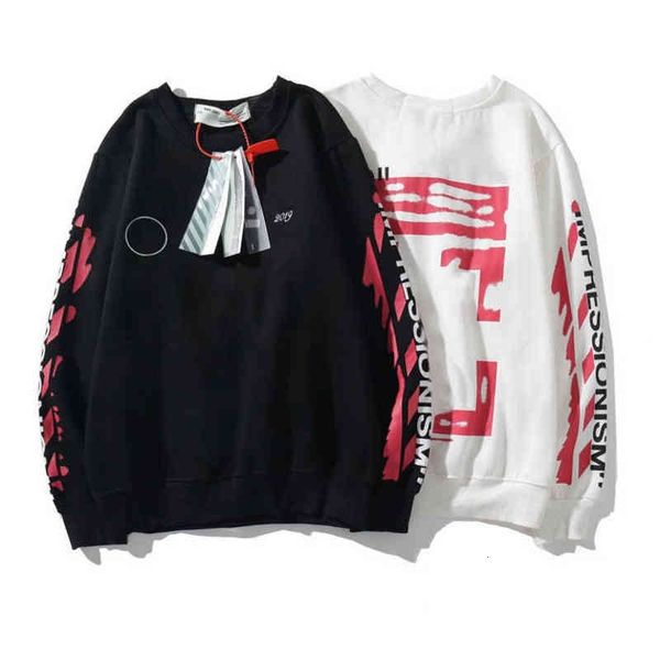 

mens loose classic offs sweatshirts designer fashion hoodies pullover hip hop oil paints back arrow x women hooded casual hoodie, Black