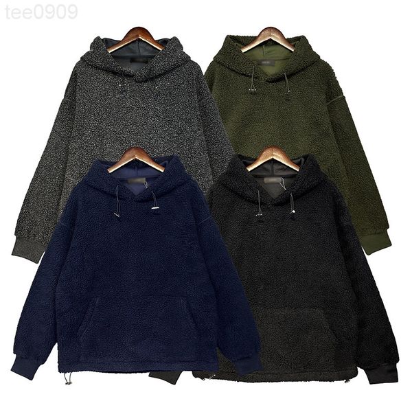 

22 hoodies new lamb fried street loose and lazy chic plush hooded jacket for men and women, Black