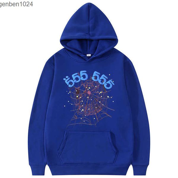 

men's hoodies sweatshirts fashion creativity sp5der 555555 angel number men women spider web pattern sweater 840z, Black