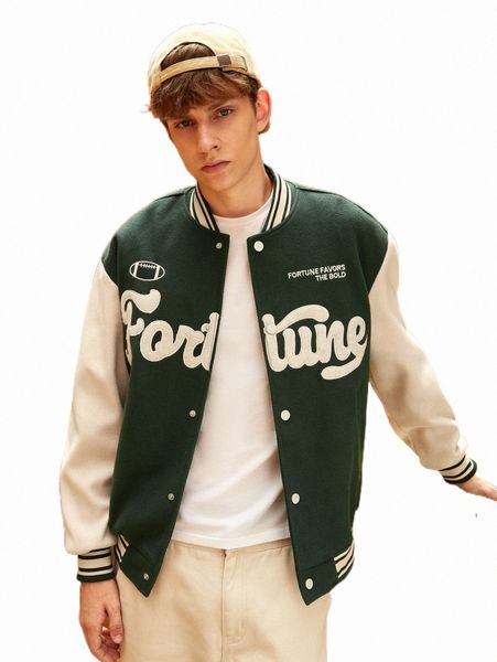 

men's jackets men letter embroidery two tone varsity jacket n7q8#, Black;brown