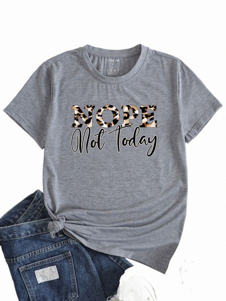 

women's t-shirt leopard and slogan graphic tee q7mt#, White