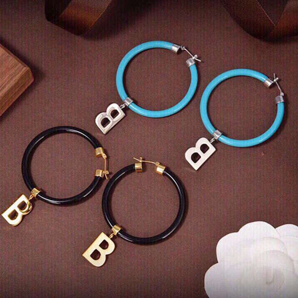 

women letter dangle earring pink hoops designer earings fashion luxury jewelry accessories luxury studs b earrings necklaces accesorios, Silver