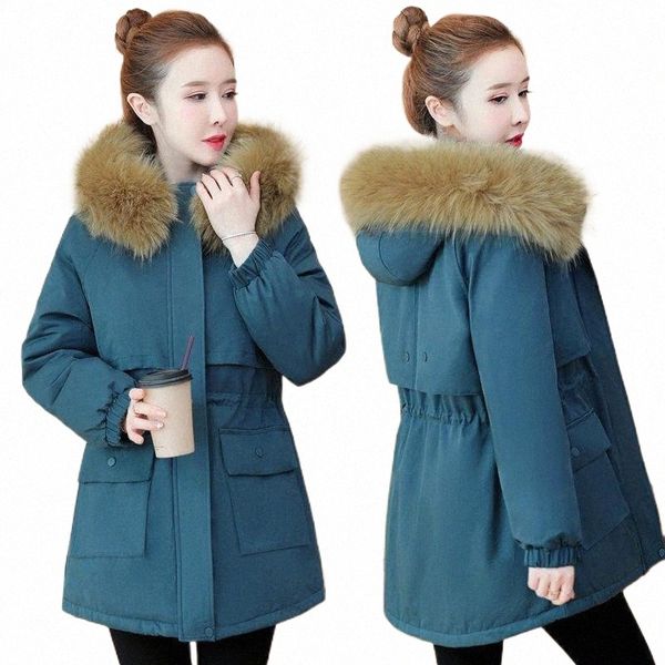 

women's down & parkas women's down & parkas thicken parka big fur collar hooded winter jacket 2021 korean loose waist warm coat pl, Black