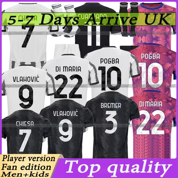 

22 23 di maria juves soccer jersey vlahovic pogba locatelli chiesa mckennie arthur bonucci cuadrado juventuss football shirt men kids kit se, Black;yellow