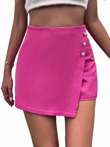 

women's shorts button front wrap hem skort 2022 new i5pb#, White;black