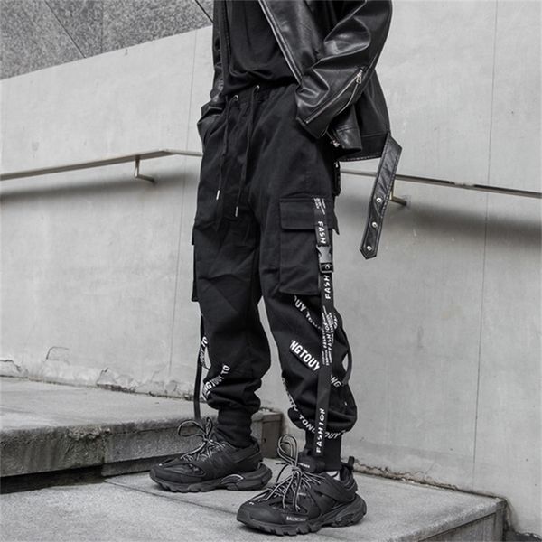 

men's pants houzhou black cargo pants men joggers cargo trousers for men jogging japanese streetwear hip hop hippie techwear gothic rib