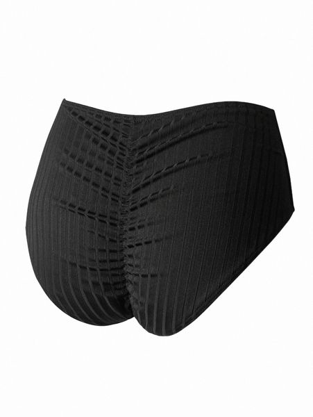

women's swimwear ruched high waist bikini bottom z7he#, White;black