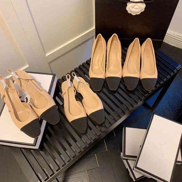 

shoes small dress fragrance light mouth single shoes women's color matching french thick heel baotou back empty high heels, Black