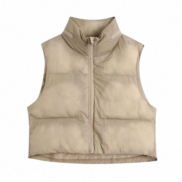 

women's down & parkas women's down & parkas fashion solid single breasted crop waistcoat jacket casual sleeveless padded vest coat, Black