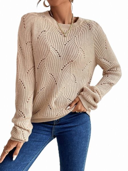 

women's sweaters raglan sleeve pointelle knit sweater q8qk#, White;black